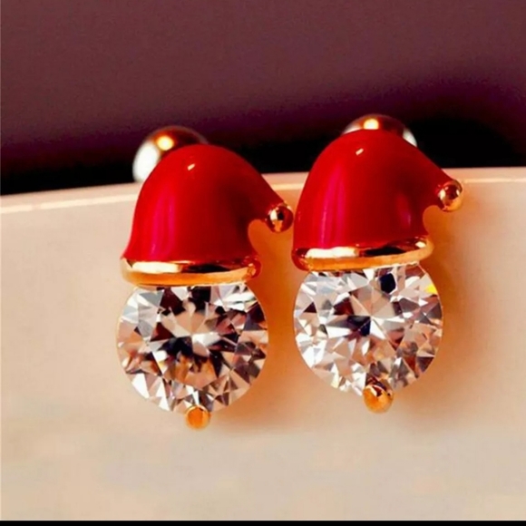 Santa Hat Stud Earrings - Picture 2 of 3